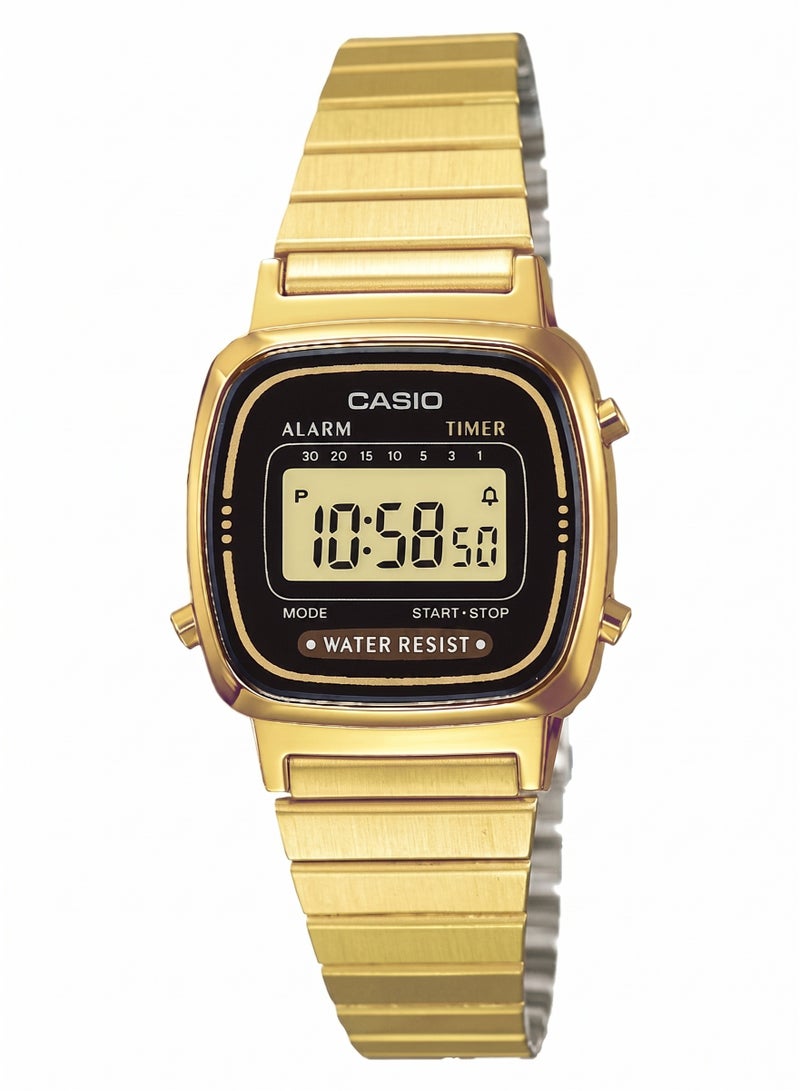 CASIO Vintage LA670WGA-1DF Mini Digital Watch for Women | Petite Gold-Tone Stainless Steel | Preset Countdown Timer, Alarm, Water Resistant | Classic Small Retro Wrist Watch - Image 1