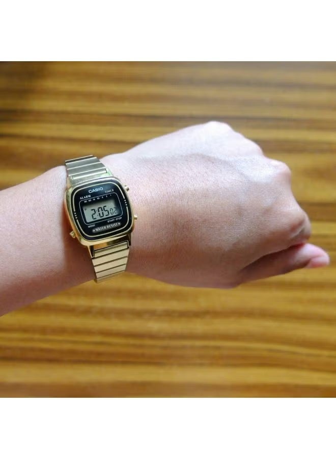 CASIO Vintage LA670WGA-1DF Mini Digital Watch for Women | Petite Gold-Tone Stainless Steel | Preset Countdown Timer, Alarm, Water Resistant | Classic Small Retro Wrist Watch - Image 4