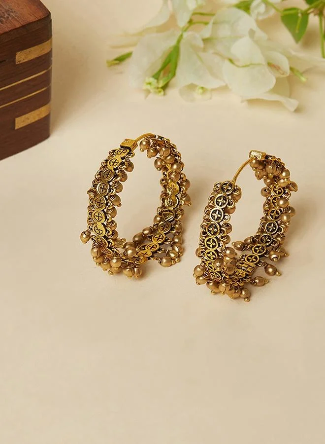 فويلا أقراط دائرية عصرية مطلية بالذهب