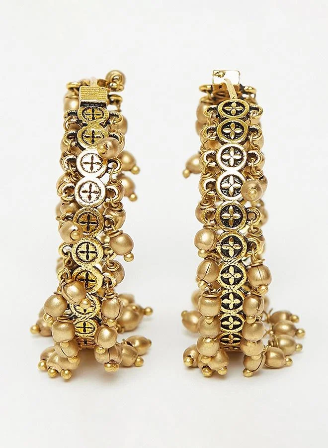 فويلا أقراط دائرية عصرية مطلية بالذهب