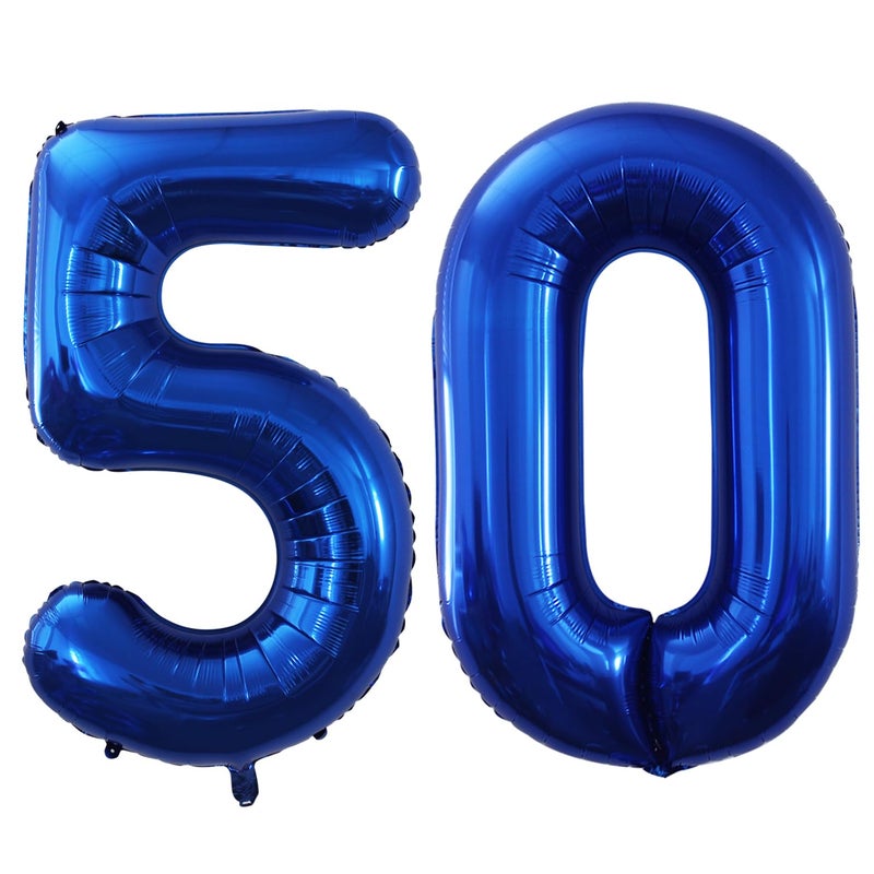 GOER Number 50 Balloons for 50th Birthday Party Decorations42 Inch Jumbo Foil Helium Balloons for 50th Anniversary Blue - Image 3