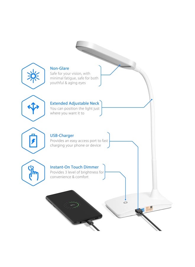 TW Lighting - Ivy-40Bk The Ivy Led Desk Lamp With Usb Port 3-Way Touch Switch Blue White - Image 1