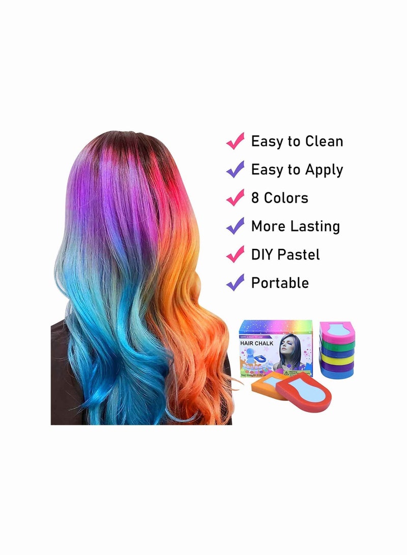 Y&D Hair Chalk for Kids, 8 Pcs Dye, Portable Temporary Bright Color Dye Girls Kids Women Gifts Halloween Makeup Birthday DIY Washable  - Image 3