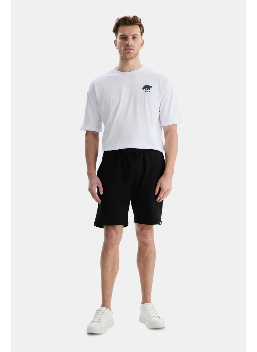 UCLA Negra Black Ottoman Shorts Plain Men's Knitted Shorts  - Image 1