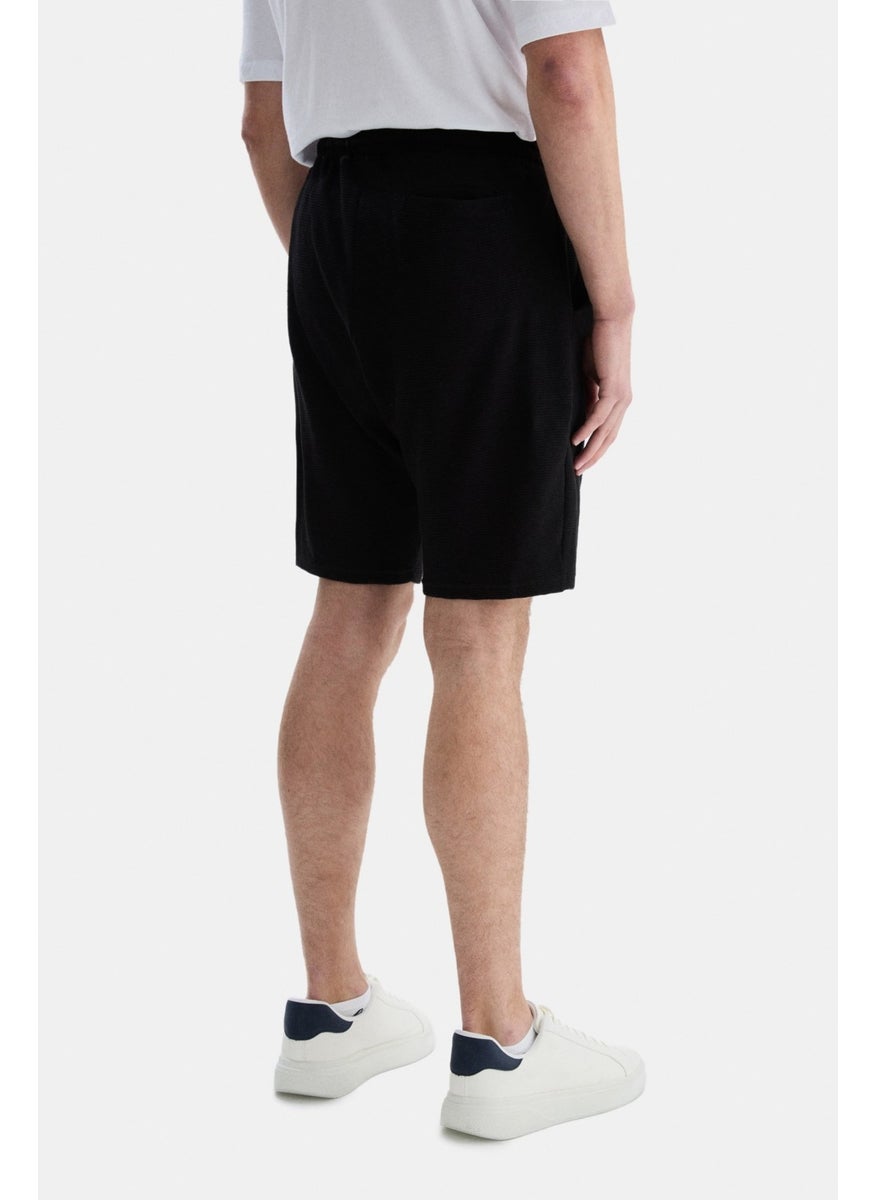 UCLA Negra Black Ottoman Shorts Plain Men's Knitted Shorts  - Image 4