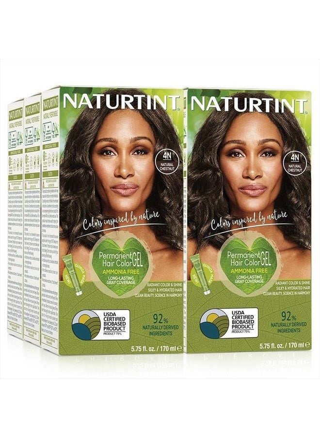 NATURTINT Permanent Hair Color 4N Natural Chestnut (Pack of 6), Ammonia Free, Vegan, Cruelty Free, up to 100% Gray Coverage, Long Lasting Results  - Image 1