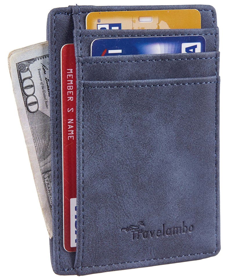 Travelambo Slim Wallet Front Pocket Minimalist Leather RFID Blocking Medium Size - Image 2