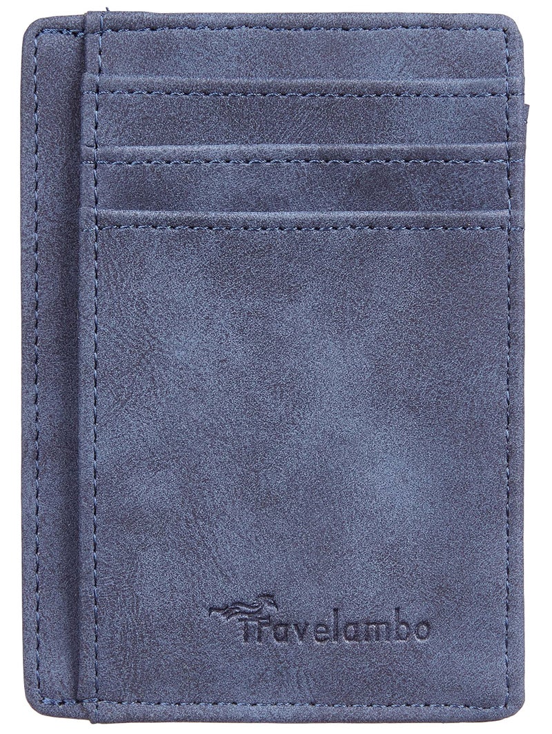 Travelambo Slim Wallet Front Pocket Minimalist Leather RFID Blocking Medium Size - Image 4