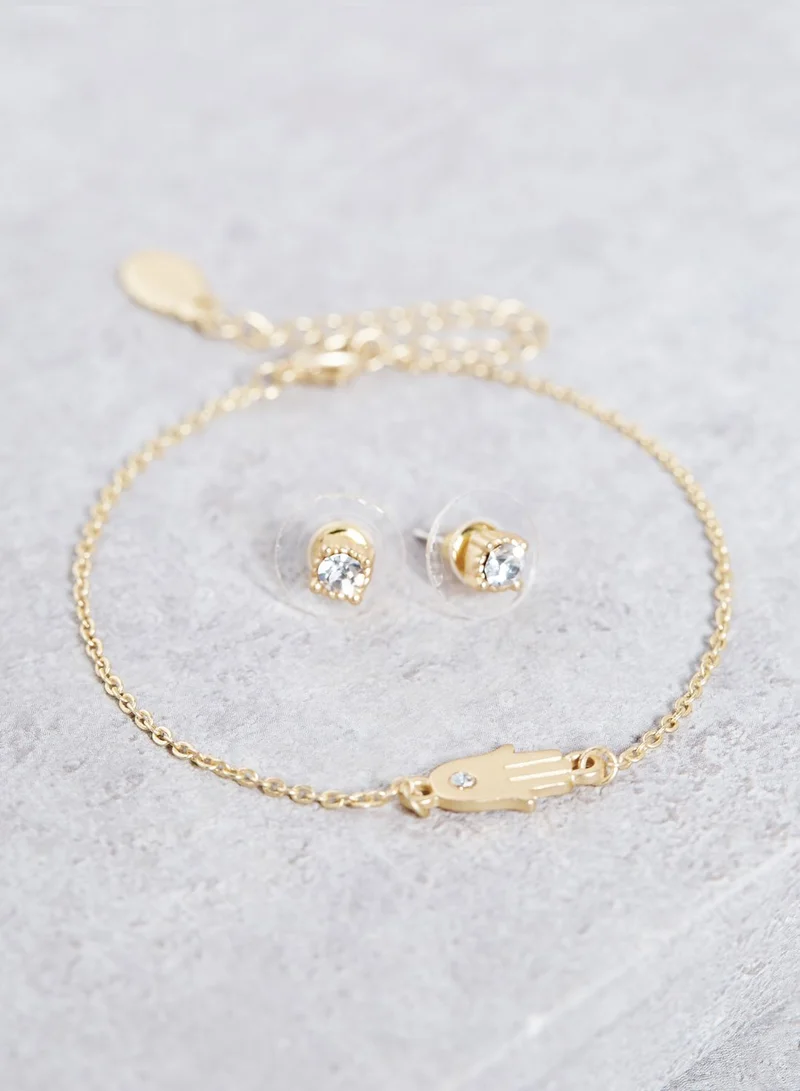 Funky Fish Hamsa Bracelet + Earrings Set