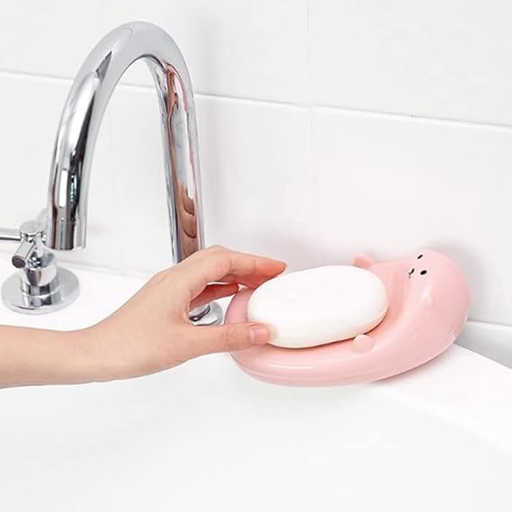 SHOPECOM حامل صابون دبدوب Cute Wall Waterproof من SHOPECOM || صينية صابون لحامل الصابون في الحمام || حامل صابون مثبت على الحائط || علبة صابون للحمام متعددة الألوان (مجموعة من 1) - Image 3