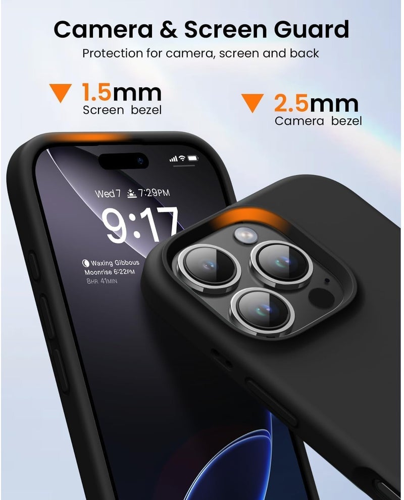 YoYoTech iPhone 16 Pro Max Liquid Silicon Case Slim-Soft Shockproof Protective with Microfiber Lining iPhone 16 Pro Max-inch 2024 Silicon Case - Black - Image 4