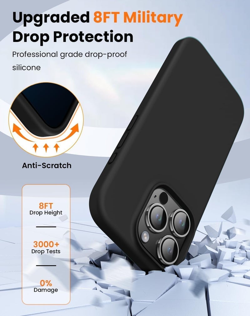 YoYoTech iPhone 16 Pro Max Liquid Silicon Case Slim-Soft Shockproof Protective with Microfiber Lining iPhone 16 Pro Max-inch 2024 Silicon Case - Black - Image 3