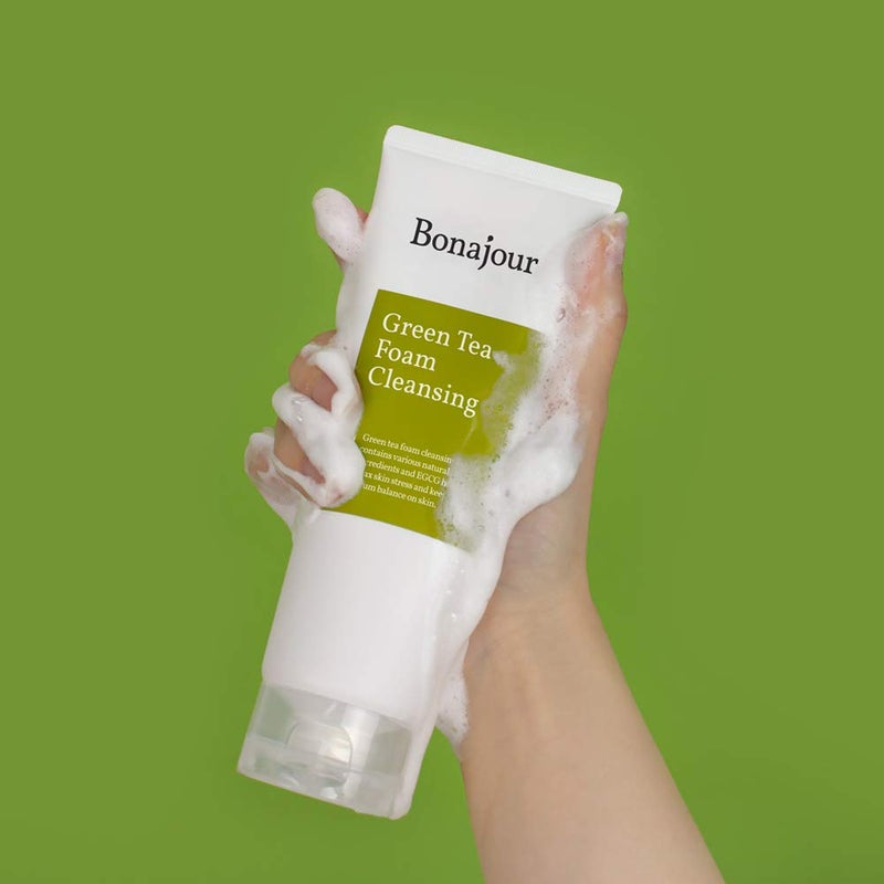 BONAJOUR [BONAJOUR] Green Tea Natural Pores Foam Cleanser - The Best Facial Wash for Acne & Oily skin 5.1Fl.oz - Image 2