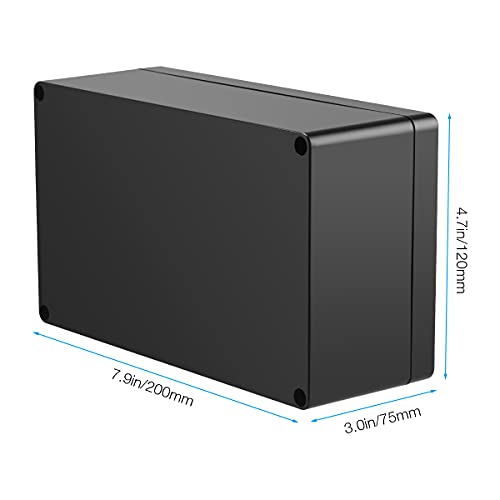 PINFOX Waterproof Electronic ABS Plastic Junction Project Box Enclosure 200mm by 120mm by 75mm (Black) - Image 2
