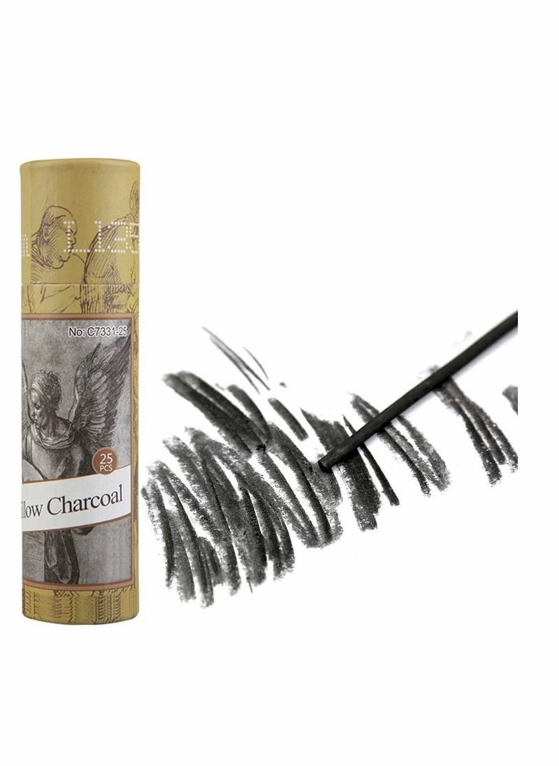 KASTWAVE - Artist Willow Charcoal Sticks for Sketching and Drawing Charcoal Pencils Approx 25 Sticks Size 4 5mm Dia Compressed Charcoal Sticks Art Supplies Charcoal - Image 1