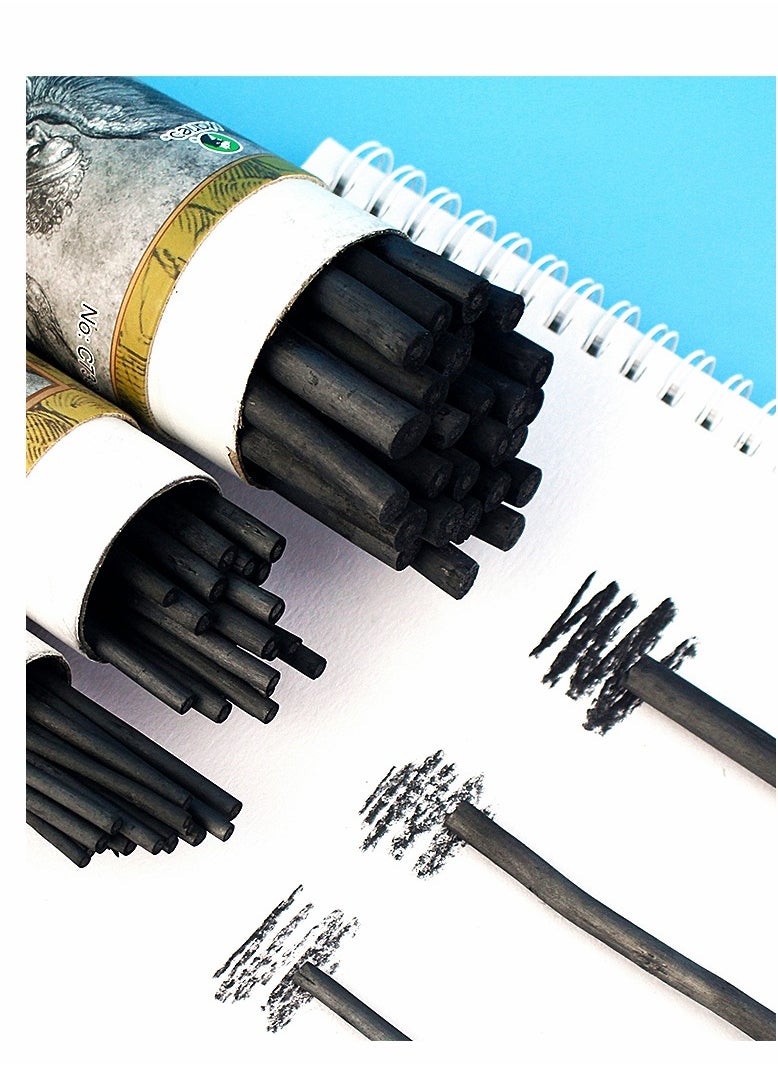 KASTWAVE - Artist Willow Charcoal Sticks for Sketching and Drawing Charcoal Pencils Approx 25 Sticks Size 4 5mm Dia Compressed Charcoal Sticks Art Supplies Charcoal - Image 1