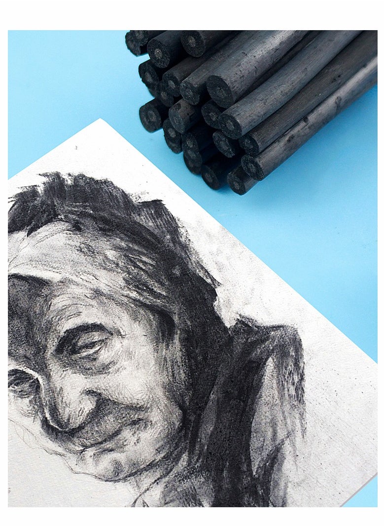 KASTWAVE - Artist Willow Charcoal Sticks for Sketching and Drawing Charcoal Pencils Approx 25 Sticks Size 4 5mm Dia Compressed Charcoal Sticks Art Supplies Charcoal - Image 1