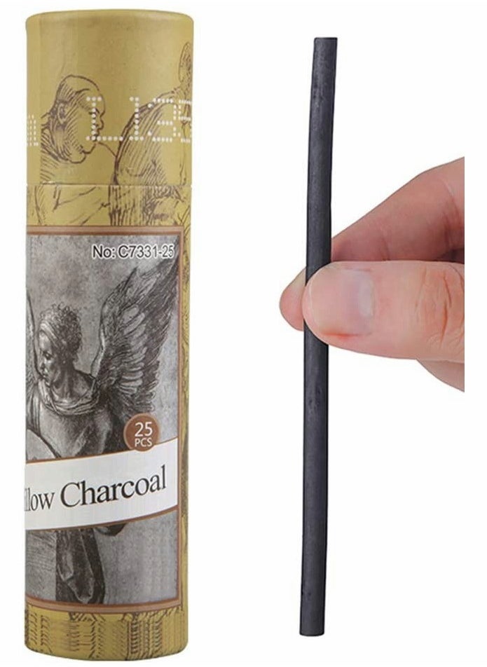 KASTWAVE - Artist Willow Charcoal Sticks for Sketching and Drawing Charcoal Pencils Approx 25 Sticks Size 4 5mm Dia Compressed Charcoal Sticks Art Supplies Charcoal - Image 1
