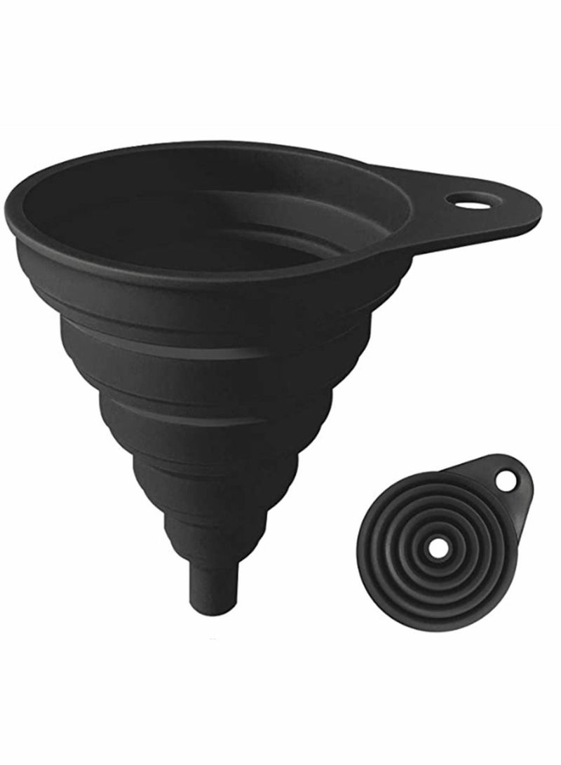 Y&D Kitchen Funnel, Food Grade Silicone Collapsible Funnels for Filling Bottles, Powder Transfer, Large Wide Mouth Canning Small Gadgets (Black)  - Image 1