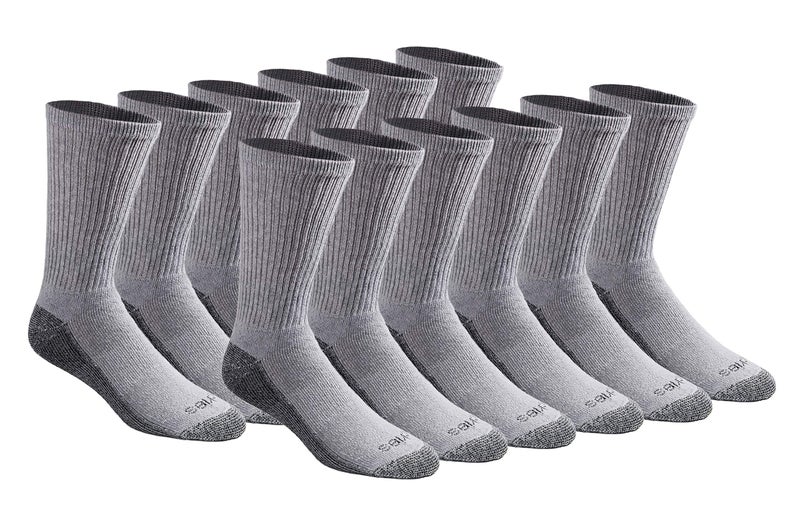 Dickies Men's Dri-Tech Original Moisture Control Crew Socks, Available in M-XXL (6, 12, 18 Pairs), Grey (12 Pairs), X-Large - Image 1
