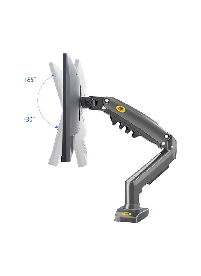 Monitor Arm Desk Mount Monitor Stand for 17" to 30" Screens With Load Capacity of up to 19.8 lbs, VESA 75x75 & 100x100, Height Adjustable, Gas Spring Articulating Monitor Arm, Swivel, Tilt & 360° Rotation, Black | F80
