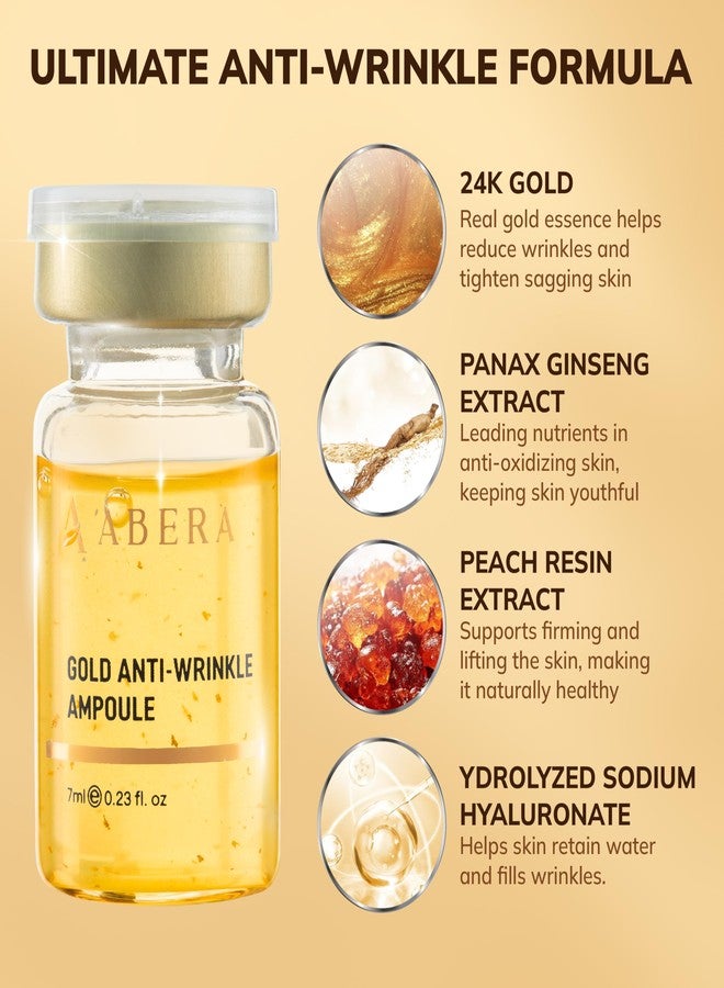 ABERA Gold Anti-Wrinkle Ampoule, Anti-Aging Serum For All Skin Type with Peach Extract and Hyaluronic Acid, Skin Firming & Firming Serum, Hydrating Serum (1 Ampoule) - Image 3