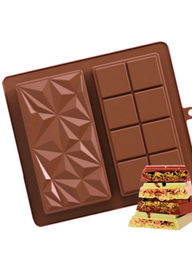 Farahom Chocolate Bar Mold - Non-Stick Food Grade Silicone Chocolate Molds, Deep Dubai Chocolate Bar Mold for Pistachio, Chocolate Bar, Candy  - Image 1