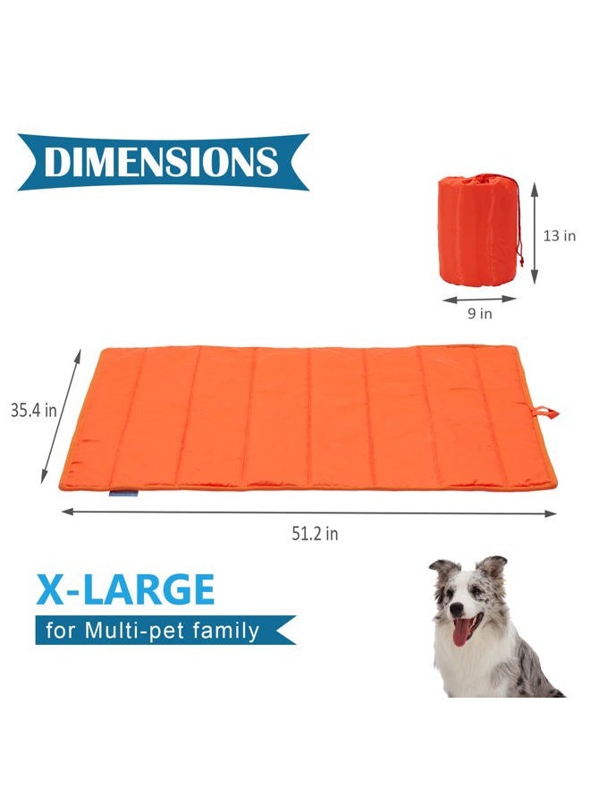 BDEUS 51In Large Outdoor Dog Bed, Waterproof & Portable Camping Travel Pet Mat, Large Size, Washable, Breathable and Odor Resistant Pet Cooling Pad, 35x51In (Orange) - Image 2