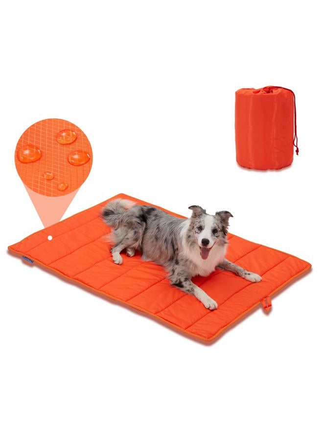 51In Large Outdoor Dog Bed, Waterproof & Portable Camping Travel Pet Mat, Large Size, Washable, Breathable and Odor Resistant Pet Cooling Pad, 35x51In (Orange)