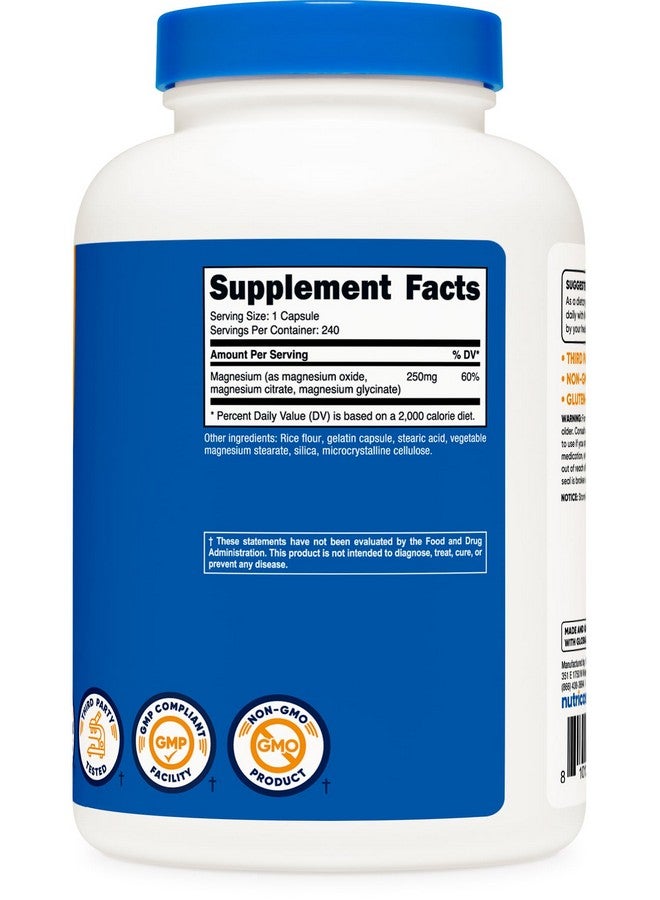 Nutricost مجمع المغنيسيوم من نوتريكوست 250 ملغ، 240 كبسولة - أكسيد المغنيسيوم، سترات، وجليسينات - خالي من الغلوتين وغير معدّل وراثياً - Image 5