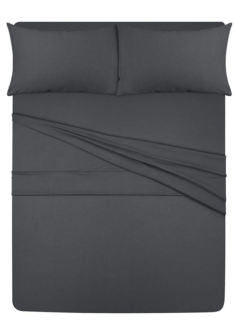 MIXDE Bedding Queen Sheet Set - Jersey Knit Sheets 4 Piece Queen Jersey Sheet Set – Cotton Jersey Sheets – Soft T-Shirt Stretchy Sheets (Queen, Dark Grey)  - Image 3