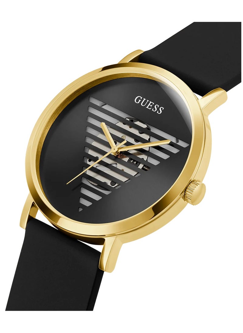 GUESS ساعة يد أنالوج للرجال باللون الأسود والذهبي - GW0503G1 - Image 2