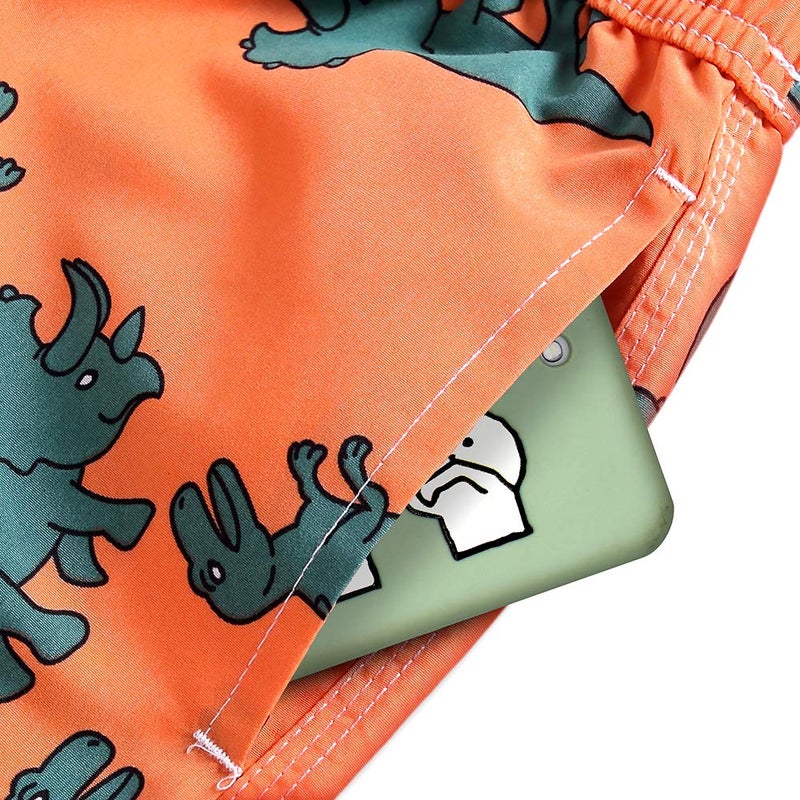 techcity Boys Swim Trunks, Quick Dry Beach Swim Shorts Little Boys Bathing Suit Swimsuit Toddler Boy Swimwear with Mesh Lining, 3-14 Years (13-14 Years, Dinosaur) - Image 4