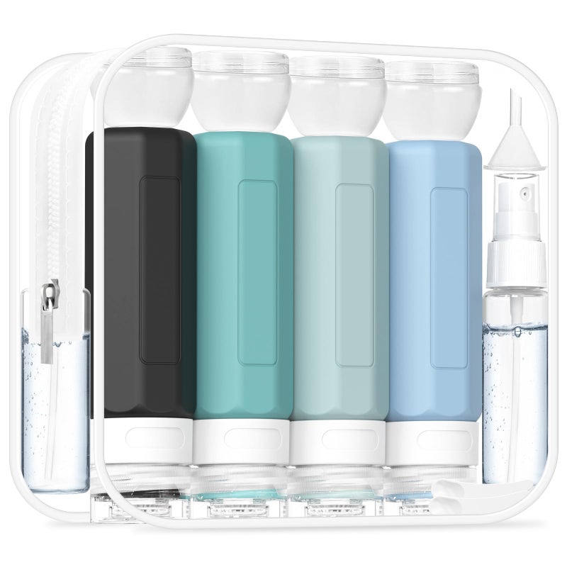 Redfly 17PCS Travel Bottles for Toiletries, TSA Approved Travel Size Containers, Leak Proof Travel Containers for Toiletries, Silicone Travel Kit for Shampoo, Conditioner, Lotion & Creams Gray - Image 1