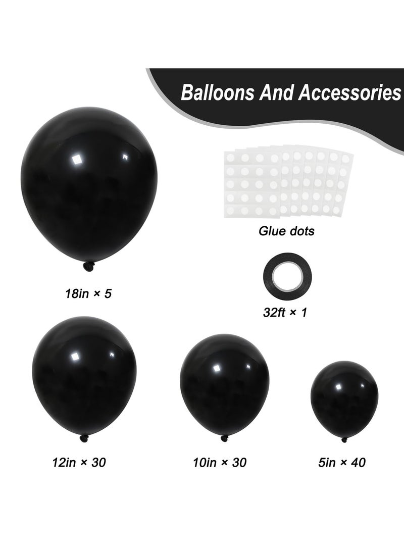 Black Balloons Different Sizes 105pcs 5/10/12/18 Inches for Garland Arch, Premium Party Latex Balloons for Happy New Year Decorations Birthday Wedding Holiday Balloon Party Decoration - Image 1