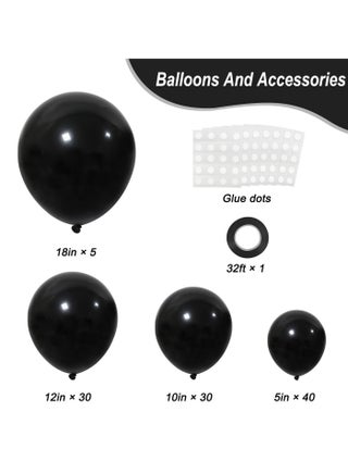 Black Balloons Different Sizes 105pcs 5/10/12/18 Inches for Garland Arch, Premium Party Latex Balloons for Happy New Year Decorations Birthday Wedding Holiday Balloon Party Decoration - view 3