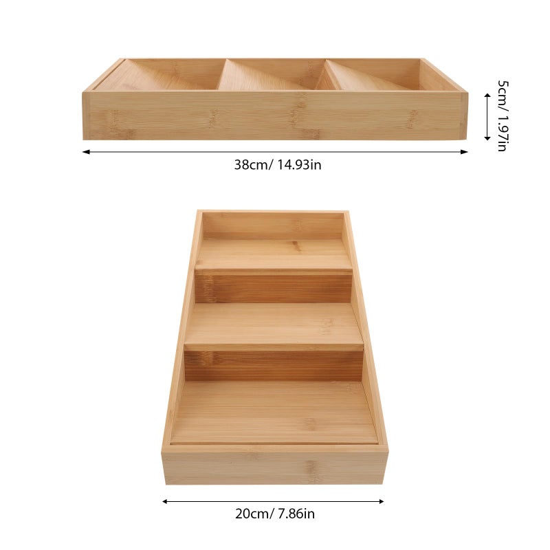 3 Tier Spice Rack Organizer Bamboo Condiment Storage For Kitchen Countertop Cabinet - Image 3