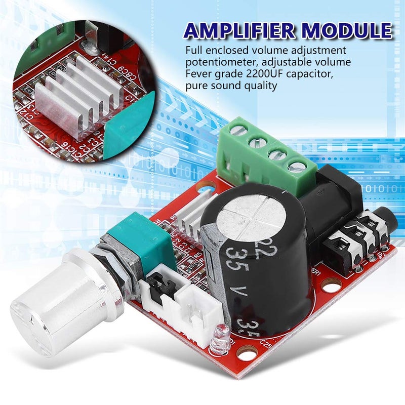 لوحة مكبر صوت ستيريو مصغرة موديل PAM8610 بجهد مستمر 8V-12V مع مكثف 2200 ميكروفاراد لمكبرات الصوت - Image 5