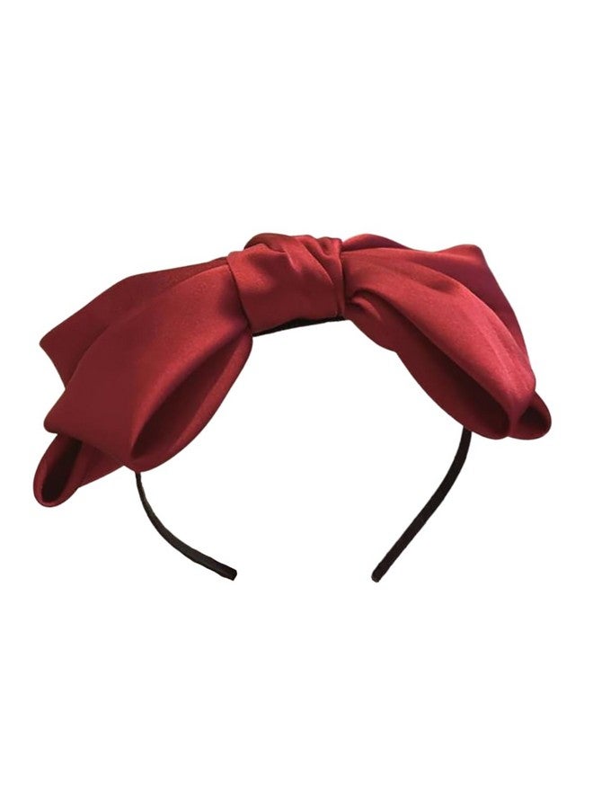 AIUPUOC Red Big Hair Bow Headband Red Bow Elegant Hair Accessories For Hairstyle Fashion Hair Hoop Silky Fabric Knot Ribbon Hair Bows Hairbands For Girls Hair Decorations 1Pcs - Image 1