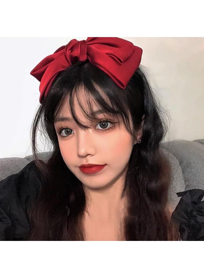 AIUPUOC Red Big Hair Bow Headband Red Bow Elegant Hair Accessories For Hairstyle Fashion Hair Hoop Silky Fabric Knot Ribbon Hair Bows Hairbands For Girls Hair Decorations 1Pcs - Image 3