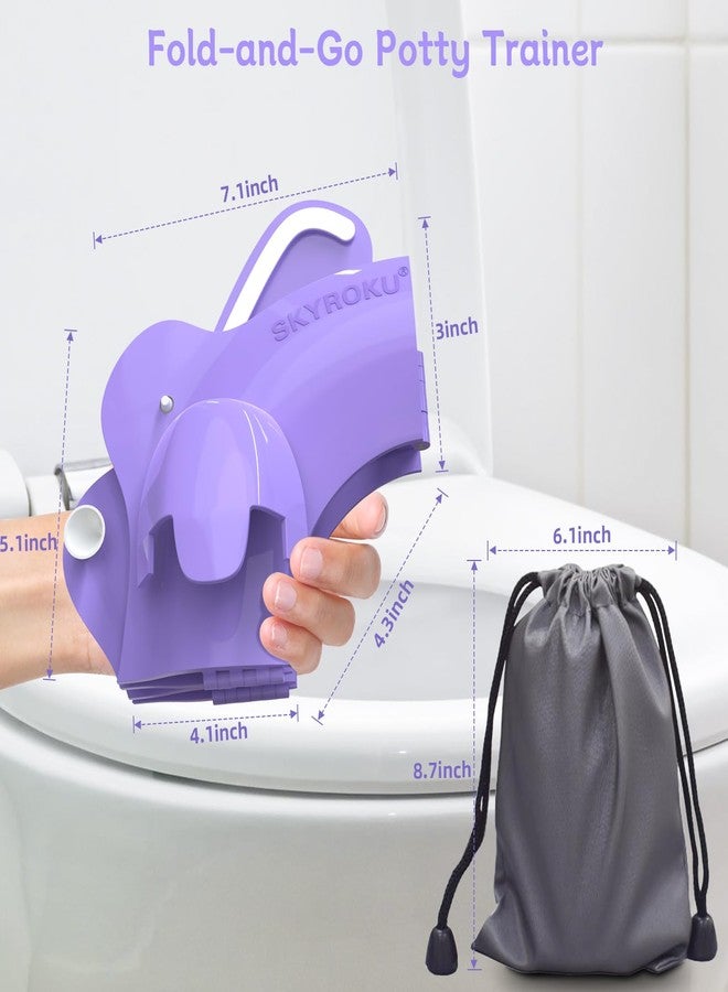SKYROKU Foldable & Portable Potty Seat Cover, Travel-friendly Potty Seat for Boys & Girls, Non-Slip with Splash Guard & 2 Suction Cups, Carry Bag Included (Purple) - Image 5