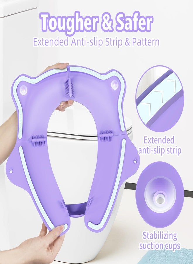 SKYROKU Foldable & Portable Potty Seat Cover, Travel-friendly Potty Seat for Boys & Girls, Non-Slip with Splash Guard & 2 Suction Cups, Carry Bag Included (Purple) - Image 3