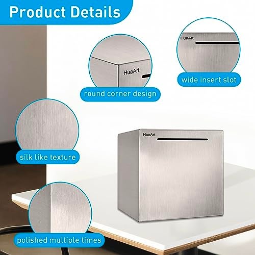 HuaArt Piggy Bank for Adults,Safe Piggy Banks Made of Stainless Steel,Can Only Save The Piggy Bank That Cannot be Taken Out(4.72 inch) - Image 2