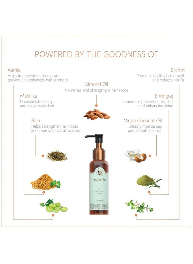 SoulTree Revitalising Hair Oil with Amla & Brahmi – 120ml | For Darker, Thicker Hair, Nourishes & Strengthens, Enhances Shine | Natural, Chemical-Free Formula for Men & Women - Image 4