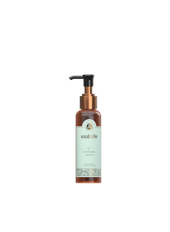 SoulTree Revitalising Hair Oil with Amla & Brahmi – 120ml | For Darker, Thicker Hair, Nourishes & Strengthens, Enhances Shine | Natural, Chemical-Free Formula for Men & Women - Image 1