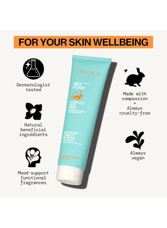 Pacifica Beauty Sea Foam Face Wash Daily Gentle Foaming Cleanser With Coconut Water Sea Algae Removes Makeup For Combination and Oily Skin Vegan Cruelty Free - Image 3