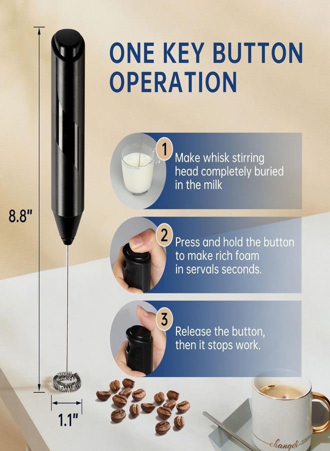 YSSOA Electric Milk Frother Handheld with Stainless Steel Stand Battery Operated Whisk Drink Mixer for Coffee, Frappe, Latte, Hot Chocolate, Matcha, Mini Hand Blender 2024 Version - Image 3