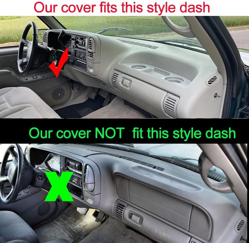 BLIBLIUNIT Dash Cover Mat Custom Fit for 1995-1996 Chevy Silverado & GMC Sierra - Black - Image 2