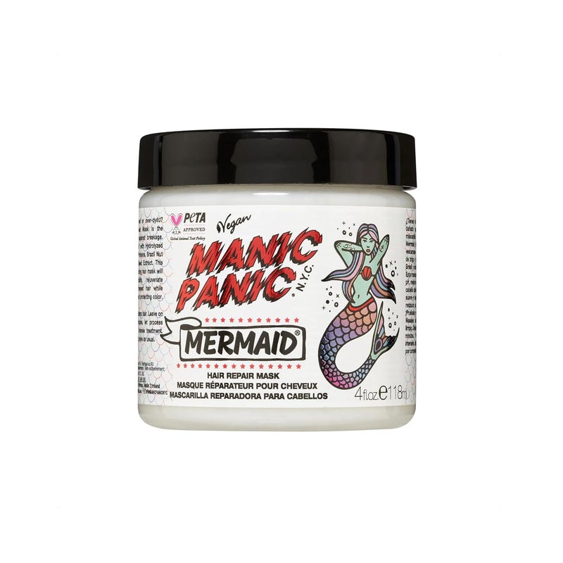 MANIC PANIC Mermaid Mask - pH Balanced Hair Treatment for Dry Damaged Hair Formulated with Hydrolyzed Wheat, Vegetable Proteins, Sunflower Seed + Brazil Nut Oil - Vegan, Unscented Hair Care (4oz)