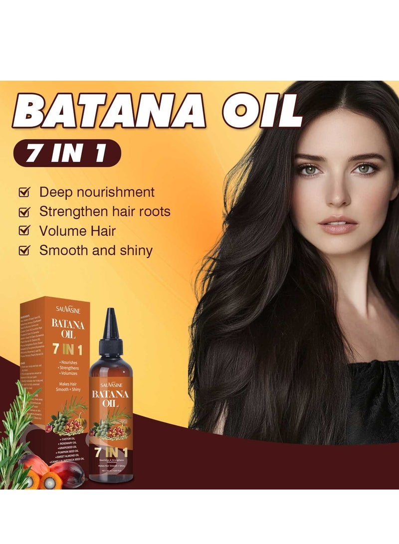 سوفازين زيت باتانا لنمو الشعر، زيت شعر 7 في 1 للنساء والرجال مع زيت إكليل الجبل والخروع وبذور اليقطين، يمنع الجفاف والتساقط لجميع أنواع الشعر 120ml/4 أونصة سائلة - Image 2